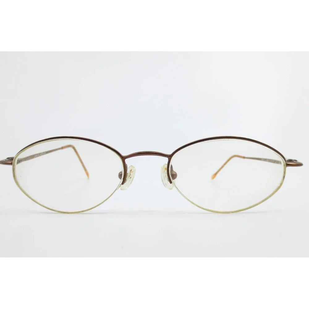 South Hampton SH506 BR Brown Oval Metal Eyeglasses Frames 48-19-135 Demo Lenses